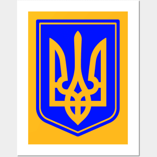 Ukraine trident on shield Posters and Art